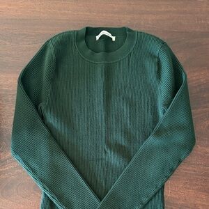 Abercrombie & Fitch Ribbed Long Sleeve Sweater in Green (Small)